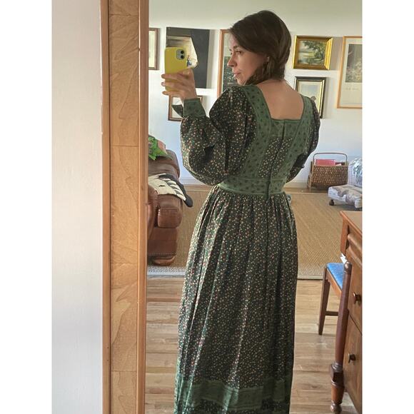 Victor Costa 70s Cotton Bohemian Floral Maxi Dress - Picture 3 of 8
